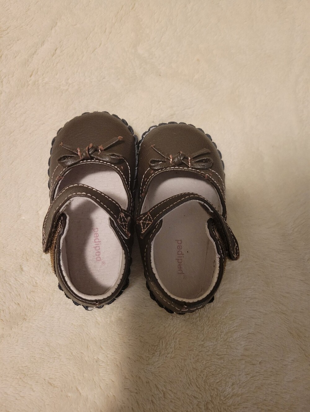 Pediped Brown Mary Jane with Bow Accent size 5-5.5